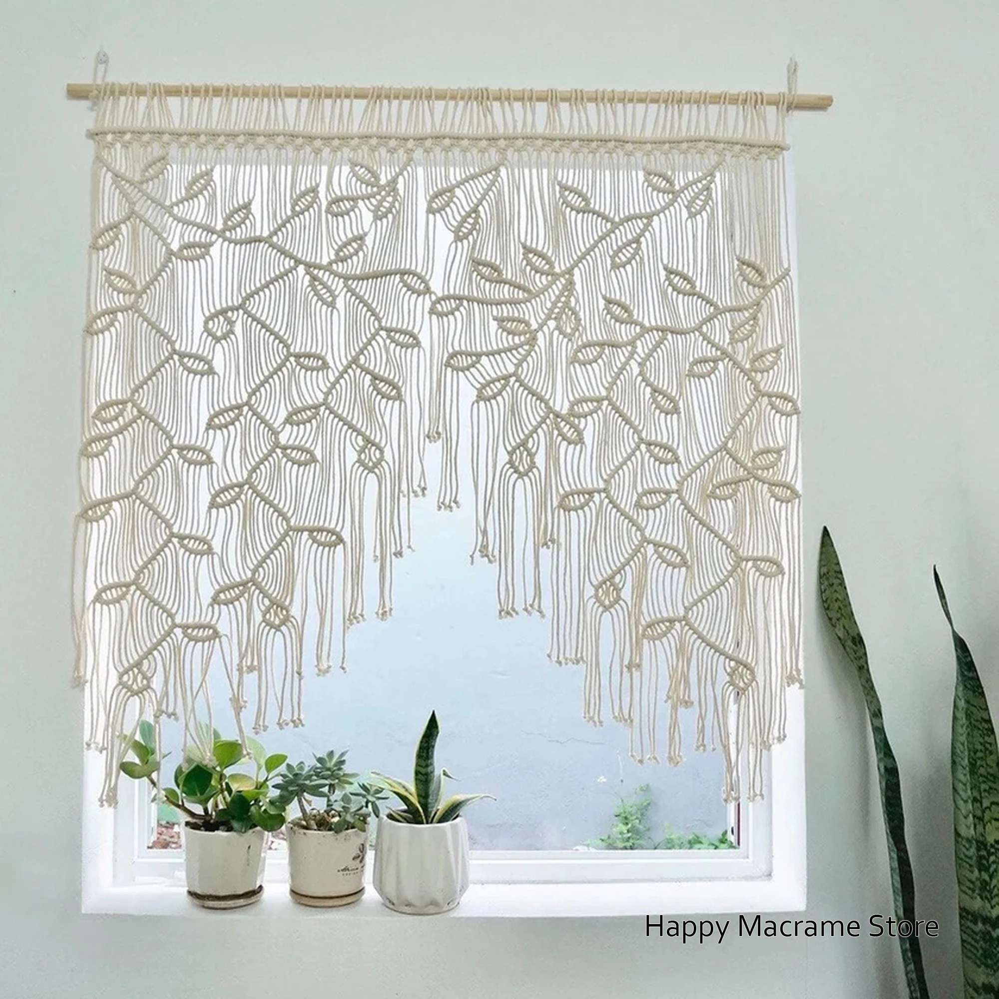 

Leaf Window Curtain Macrame Door Curtain Boho Wall Hanging Macrame Boho Curtain Curtain Valance New Home Gift Housewarming Gift
