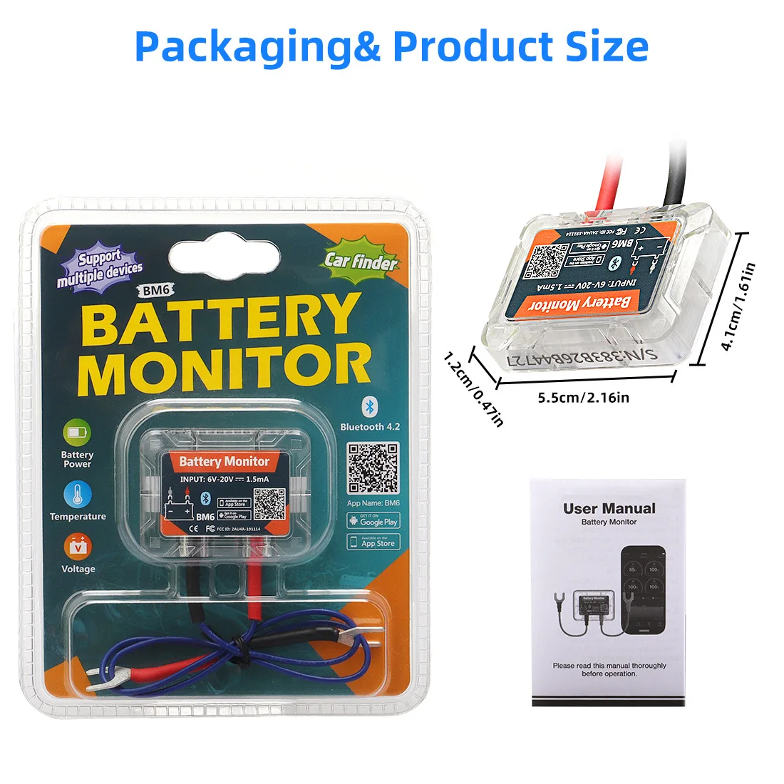 BM6 Wireless Bluetooth 4.0 12V Battery Monitor battery tester