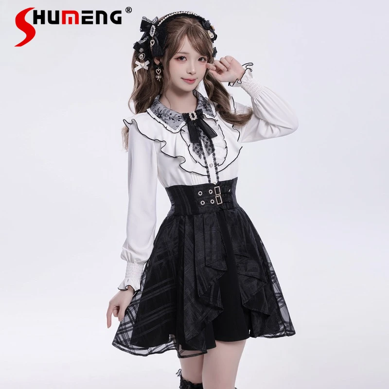 

Daily Wear Long Sleeves Lolita Shirt Sweet Girly Young Lady Style Fresh Preppy Casual Blouse Elegant All Match Bottoming Tops