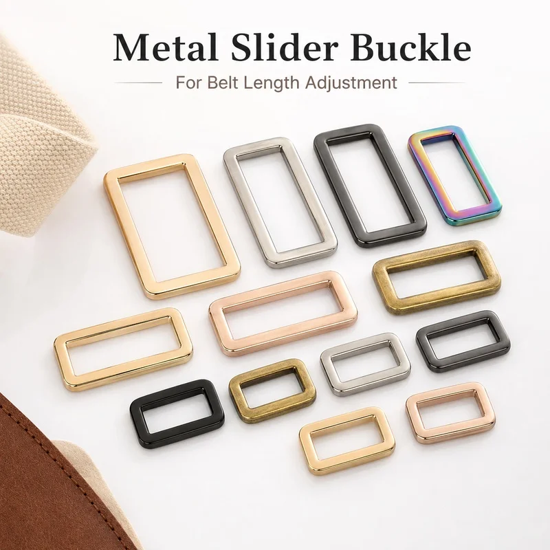 5-10Pcs 25/50mm Metal Webbing Slider Buckle Belt Length Control Waist Strap Adjustment Hardware Replacement Rectangular Clasp