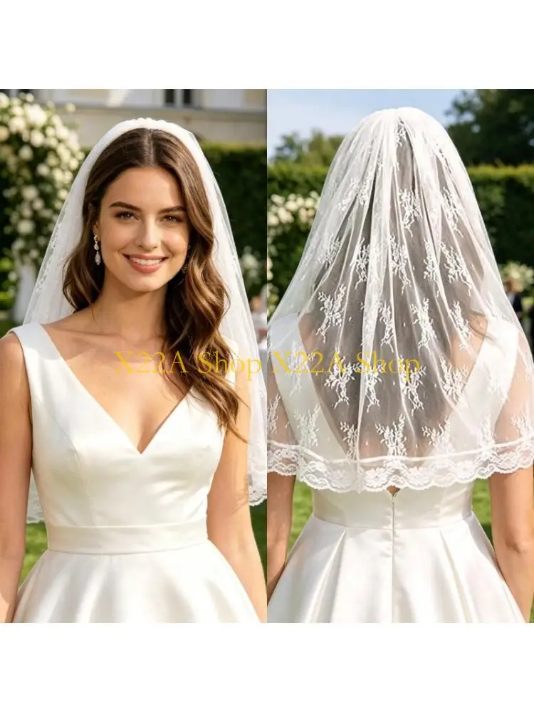 Unique Lightweight And Comfortable Wedding Veil With Fashion Lace Design Enhances Any Bridal Look Effortlessly