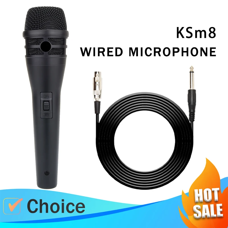 Micrófono Dinámico de Metal KSM8, Micrófono Vocal con Forma de Corazón, Adecuado para Escenario/Banda/Karaoke, Micrófono de Grabación con Cable