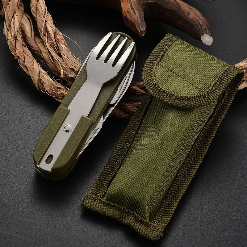 

7 in 1 Multifunctional Outdoor Cutlery Portable Knife Spoon Fork Opener Can Opener Picnic Camping Hiking Trip Foldable Cutlery