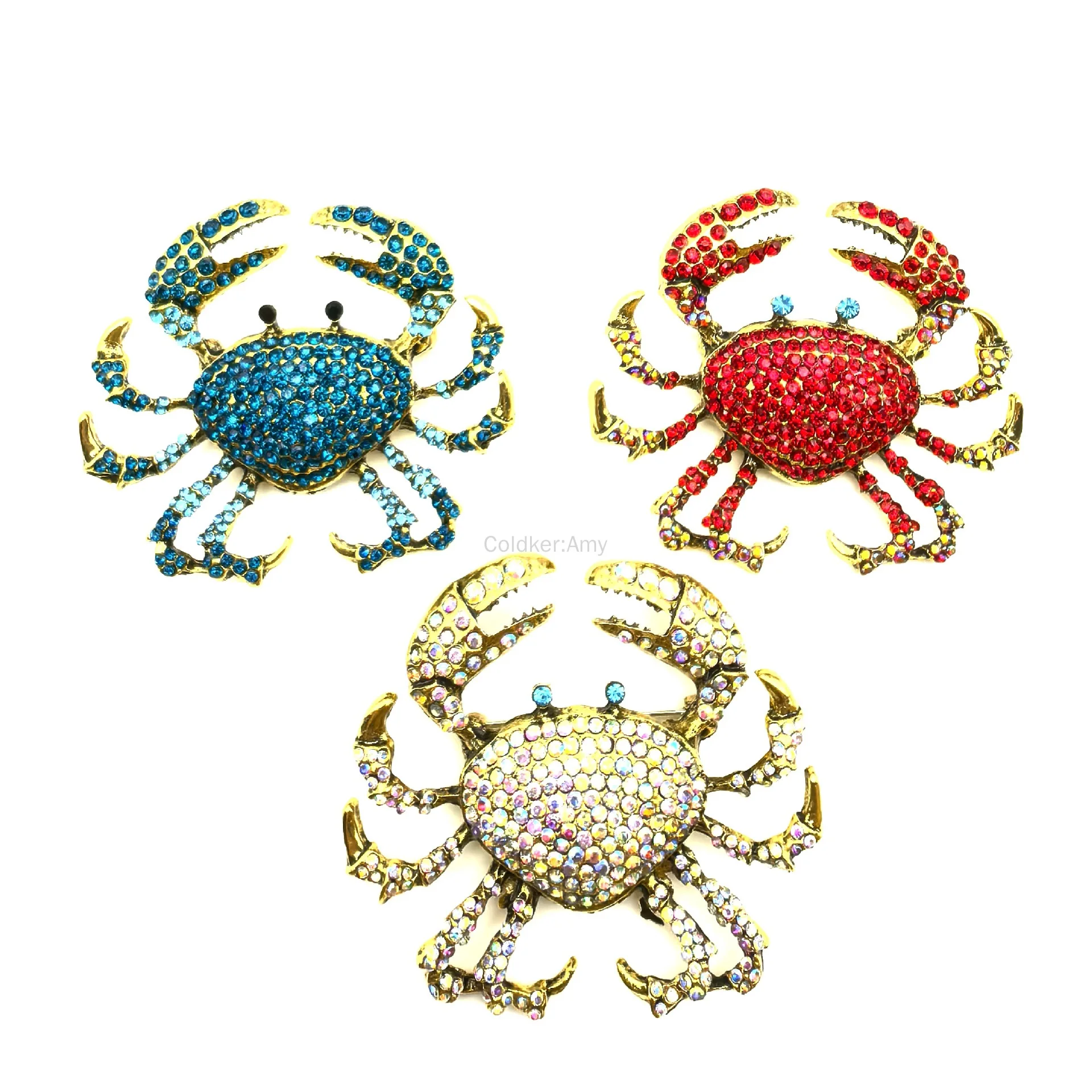 

Rhinestone Crab Brooches for Women Unisex Sea Animal Holiday Banquet Party Backpack Gifts Cosplay Accessories
