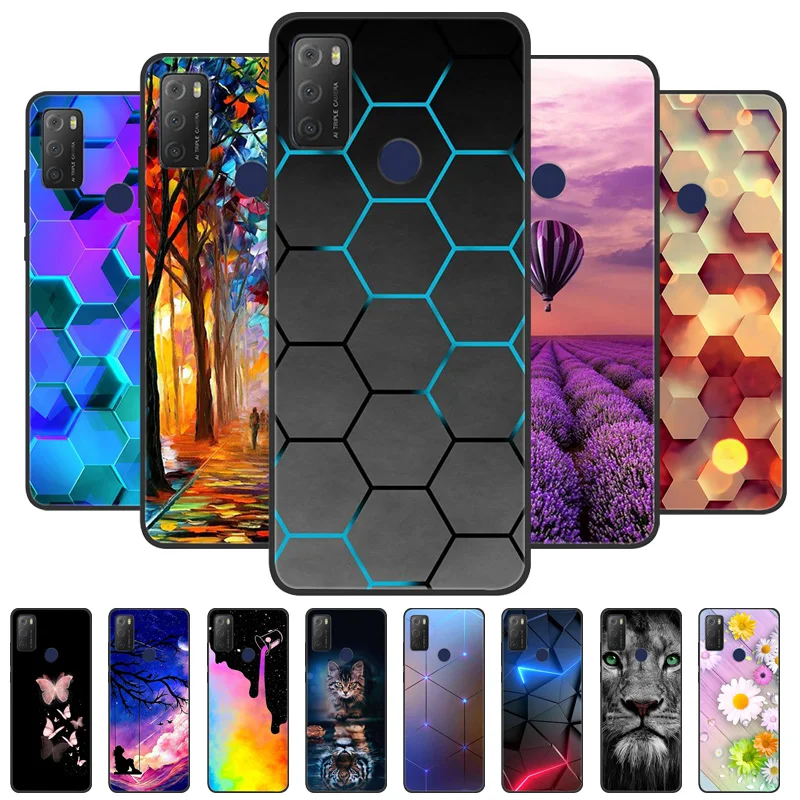 Para TCL 20E Funda 6125F Wolf Lion TPU Fundas de silicona negras suaves para TCL 20Y Funda TCL20E 20 E Funda protectora para TCL20E