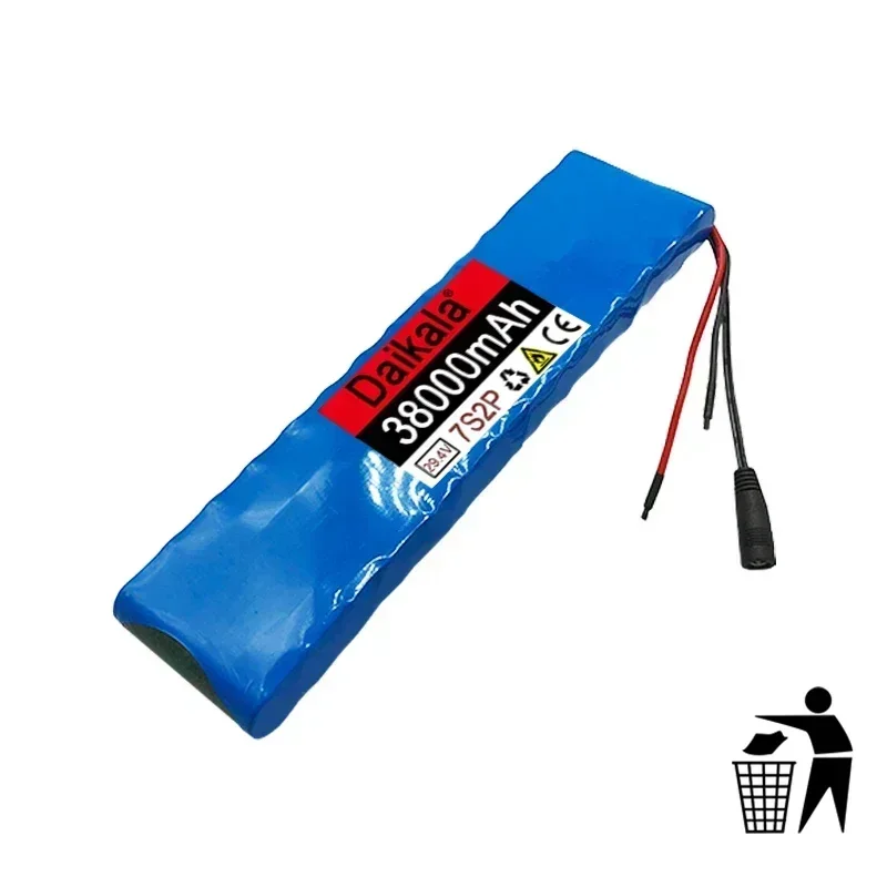 Batterie Lithium-Ion pour Vélo et Trottinette Électrique, 7s2p, 24V, 38Ah, 18650 V, 38000Ah, Nouveau