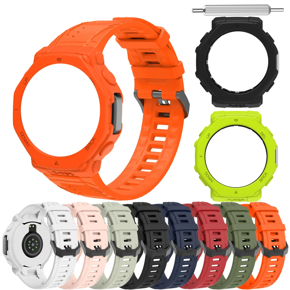 Behua pulseira de silicone e capa para huami amazfit T-REX 3 pulseira smartwatch para t rex 3 pulseira com ferramenta pulseira esportiva