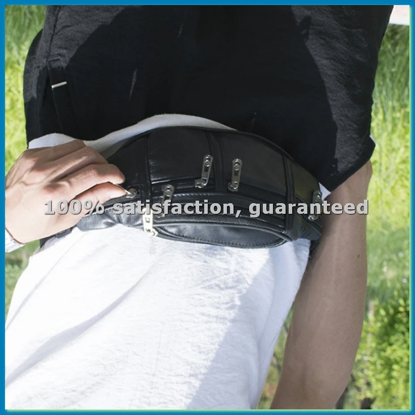 

genuine leather male Waist Pack Fanny Pack men Leather Belt Waist bags phone pouch small chest messenger for man-ABFB