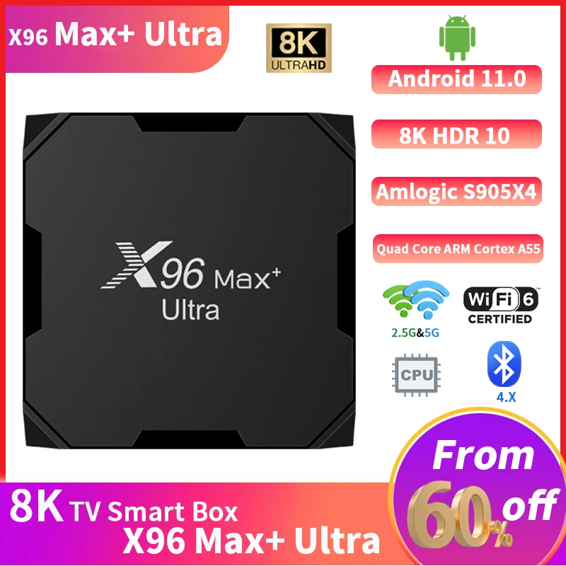 X96Max Plus Ultra TV Box Android 11 Amlogic S905X4 4GB 32GB/64GB 8K Dual WiFi BT4.X مشغل وسائط الفيديو X96Max + Ultra TV Box #1