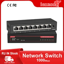 IENRON-Switch de Rede Inteligente, Switch Gigabit, Ethernet Switching Hub, Fornecimento para Roteador Wi-Fi, Aplicativo sem fio, Rj45, 5 Portas, 8 Portas, 1000Mbps