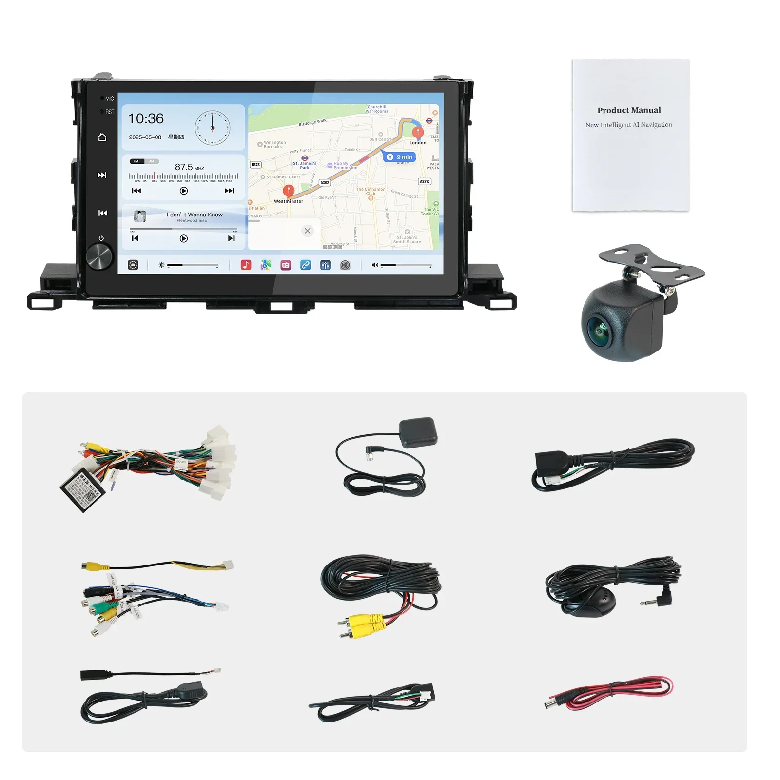 Carabc 13.2 Inch Radio Navigation Multimedia Screen Wireless AppleCarplay Android Auto for TO YOTAHighlander 2014-2019