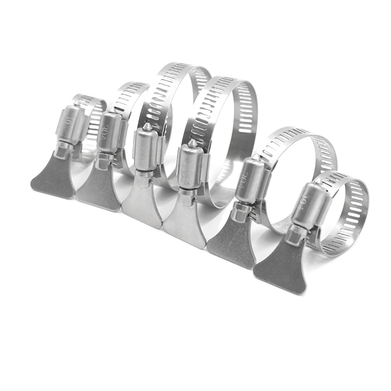 304 Stainless Steel 2/5/10Pcs/Lot Pipe Clamp Trachea Clamp Fixed Locking Clamp With Handle Throat Hoop Hand Twist Pipe