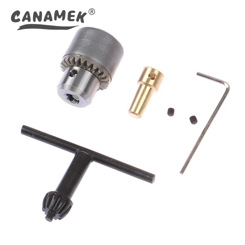 1 Set Micro Motor Drill Chucks Clamping 0.3-4mm Taper Mounted Drill Chuck With Chuck Key 3.175mm Brass Mini Electric Motor Shaft