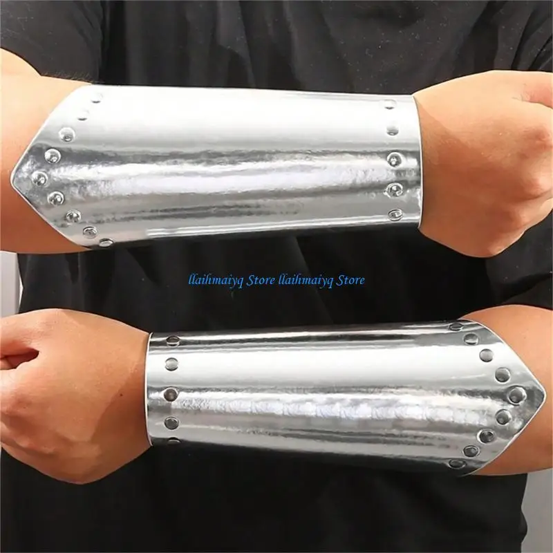 573B Medieval Styles Arm Wrist Guards PU Fantasy Costume Accessory Adjustable Straps For Cosplay Role Play Stage Performances