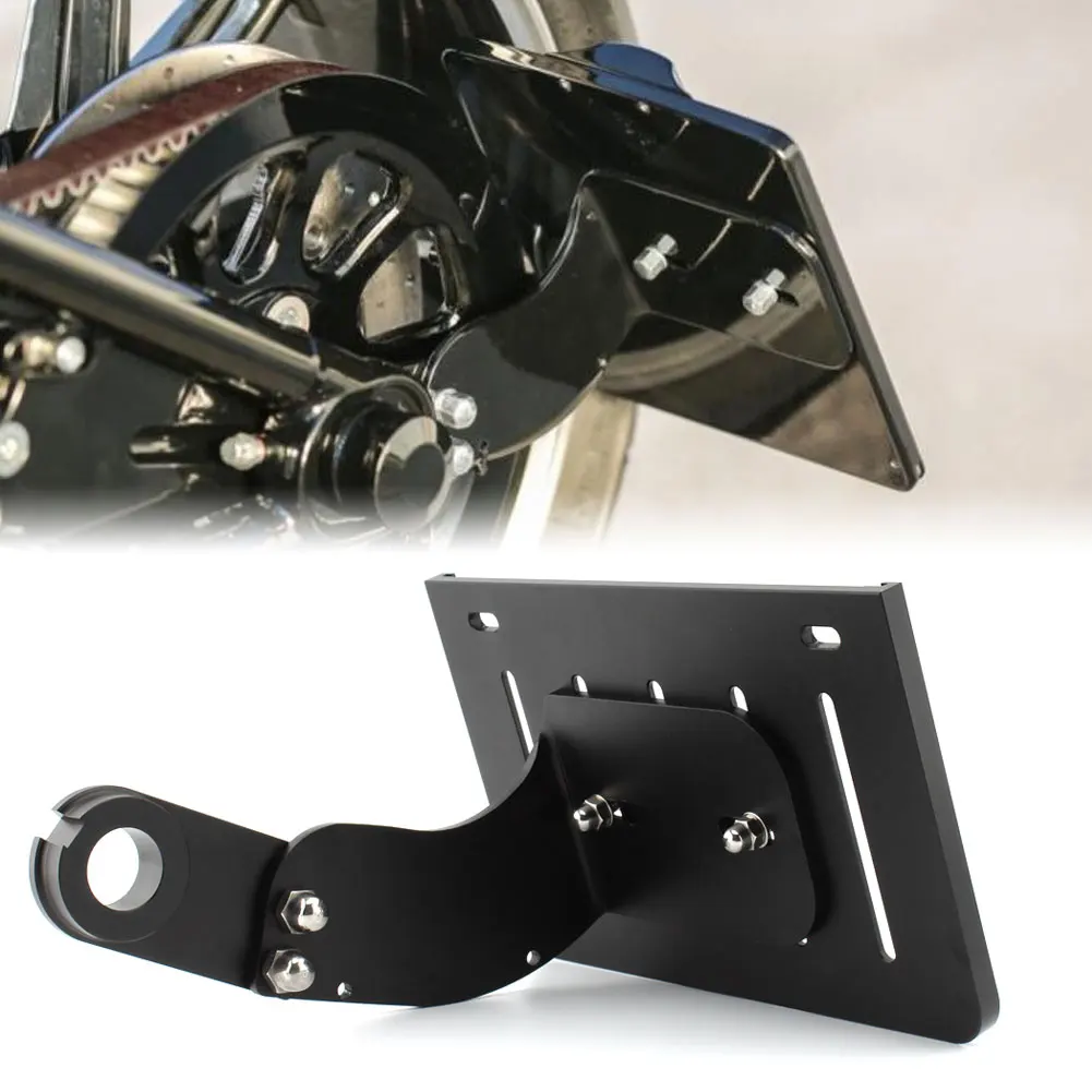 

Motorcycle Black Modified Side Mount License Plate Bracket Holder For Harley Softail Fat Boy Breakout Dyna Street Bob 2022-2018