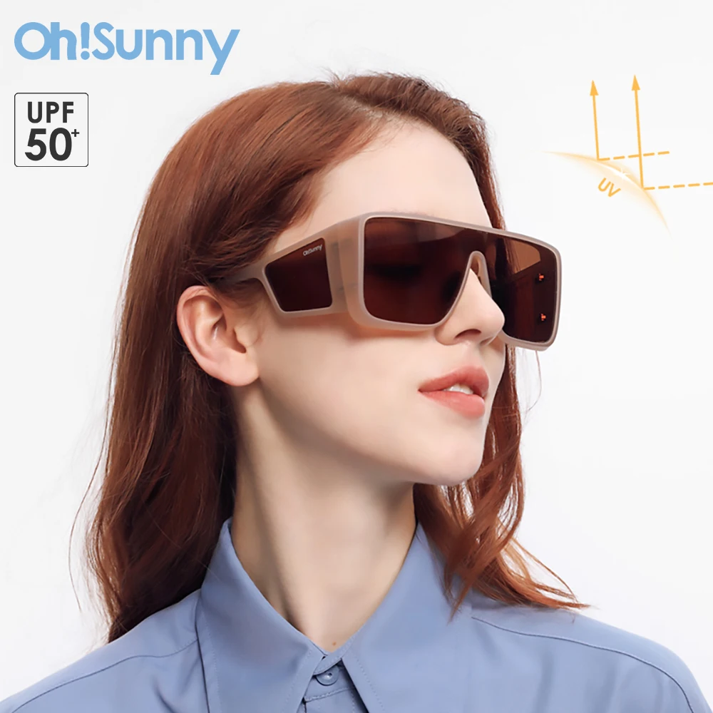 OhSunny Women Fashion Large Frame Sunglasses Oversized Outdoor Sports Goggle UV400 Beach TAC Eyewear Sun Glasses Vintage