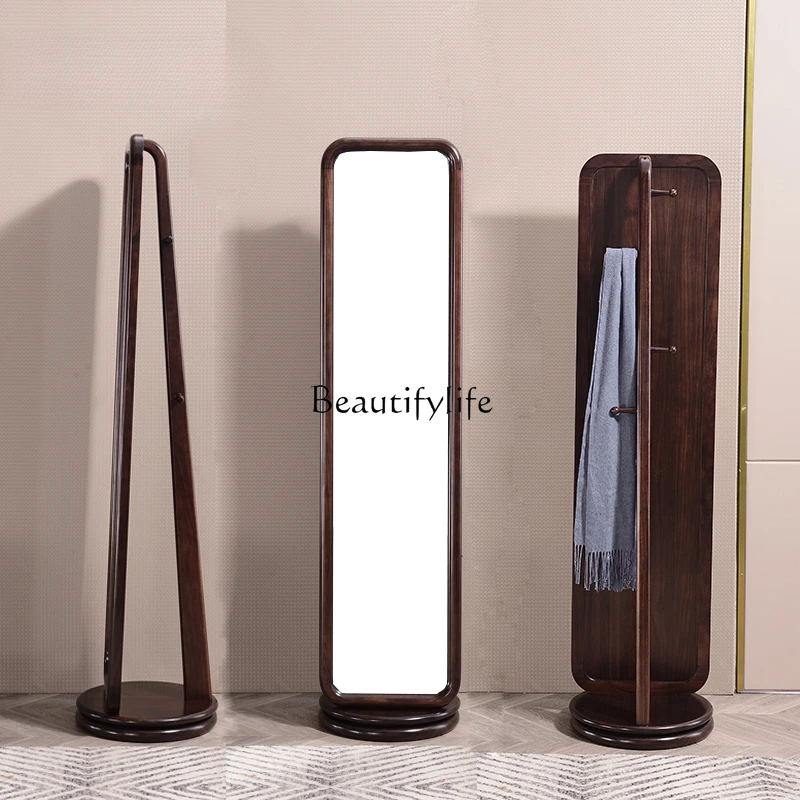 

Full Body Floor Ugyen Wood Solid Wood Dressing Mirror Coat Rack Integrated Modern Rotatable Full-Length Mirror