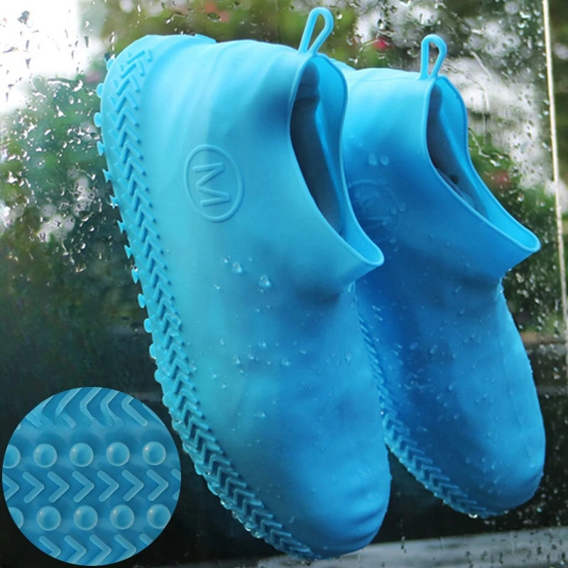 Fundas para zapatos de silicona impermeables y gruesas reutilizables, antideslizantes, resistentes al desgaste, Protector para botas de lluvia para días lluviosos y playa