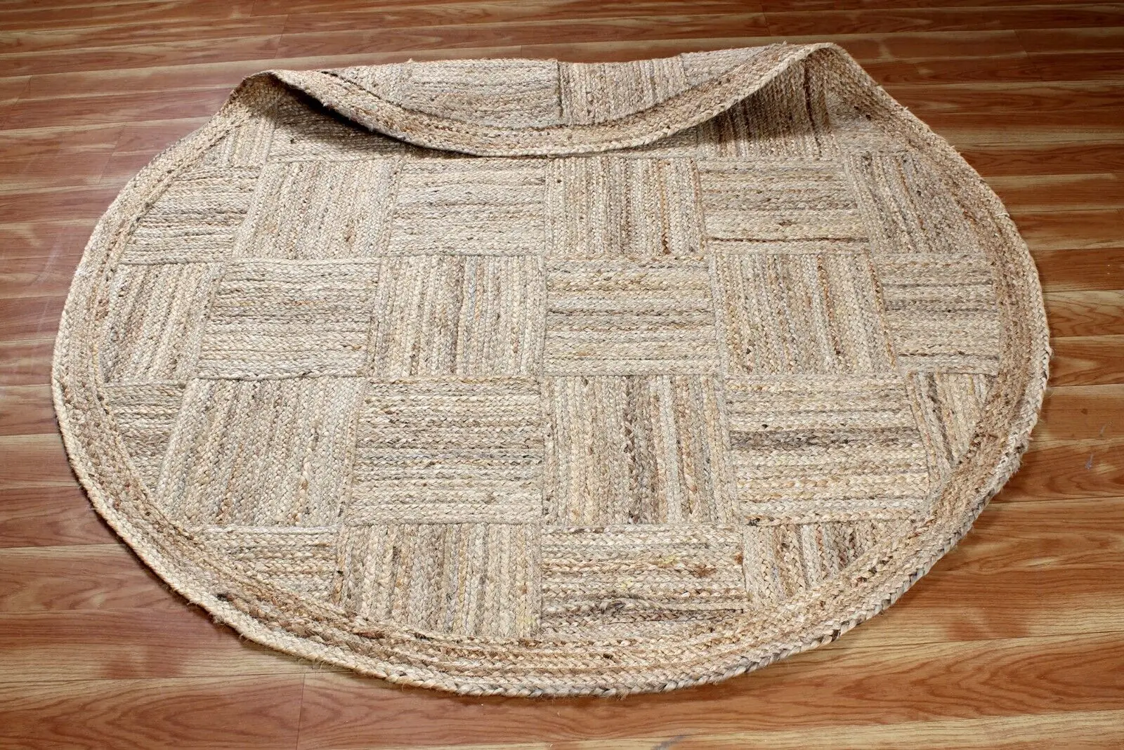 

Rug Rustic Style Reversible Jute Carpet Handmade Braided Round Mat Mixed Weave Decorative Floor Carpet for Living Room