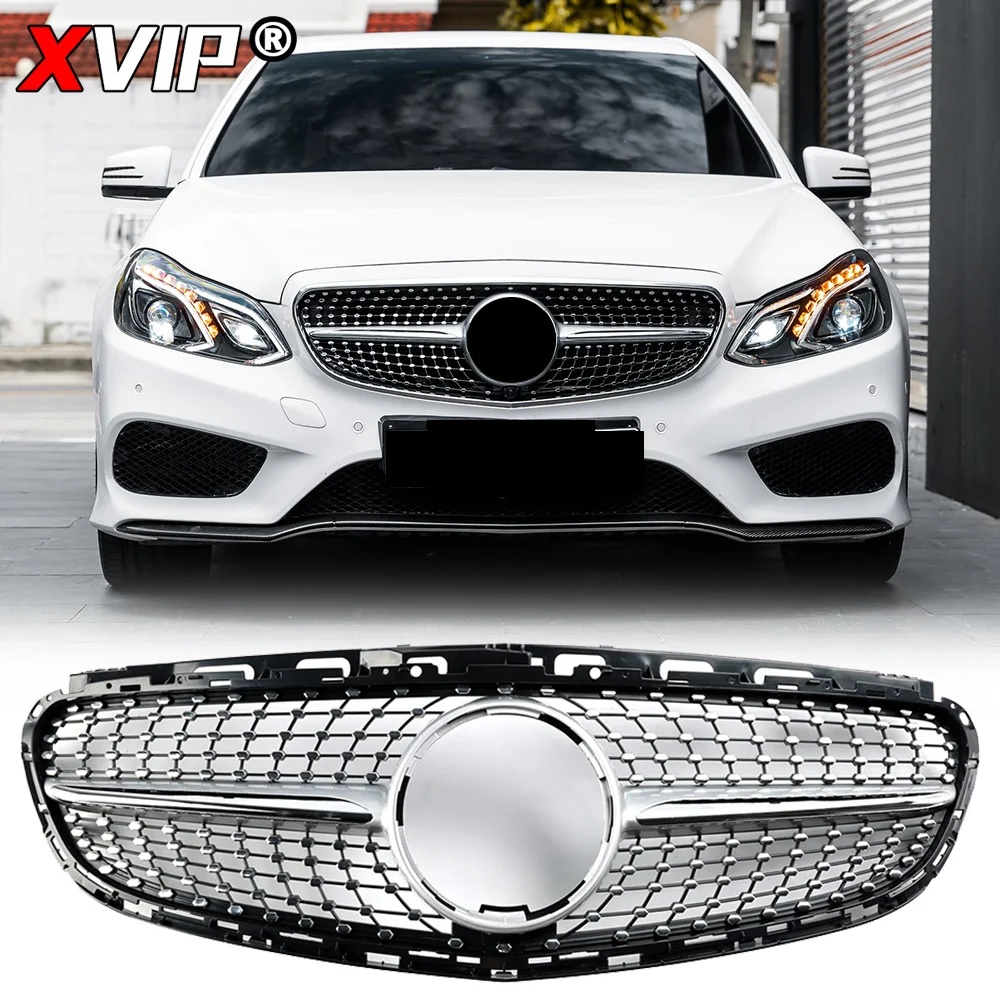 

XVIP Chrome Silver Diamonds Style Front Bumper Grille For Mercedes Benz E-Class W212 /S212 2014-2016 4-Door E200 E300 E350 E400