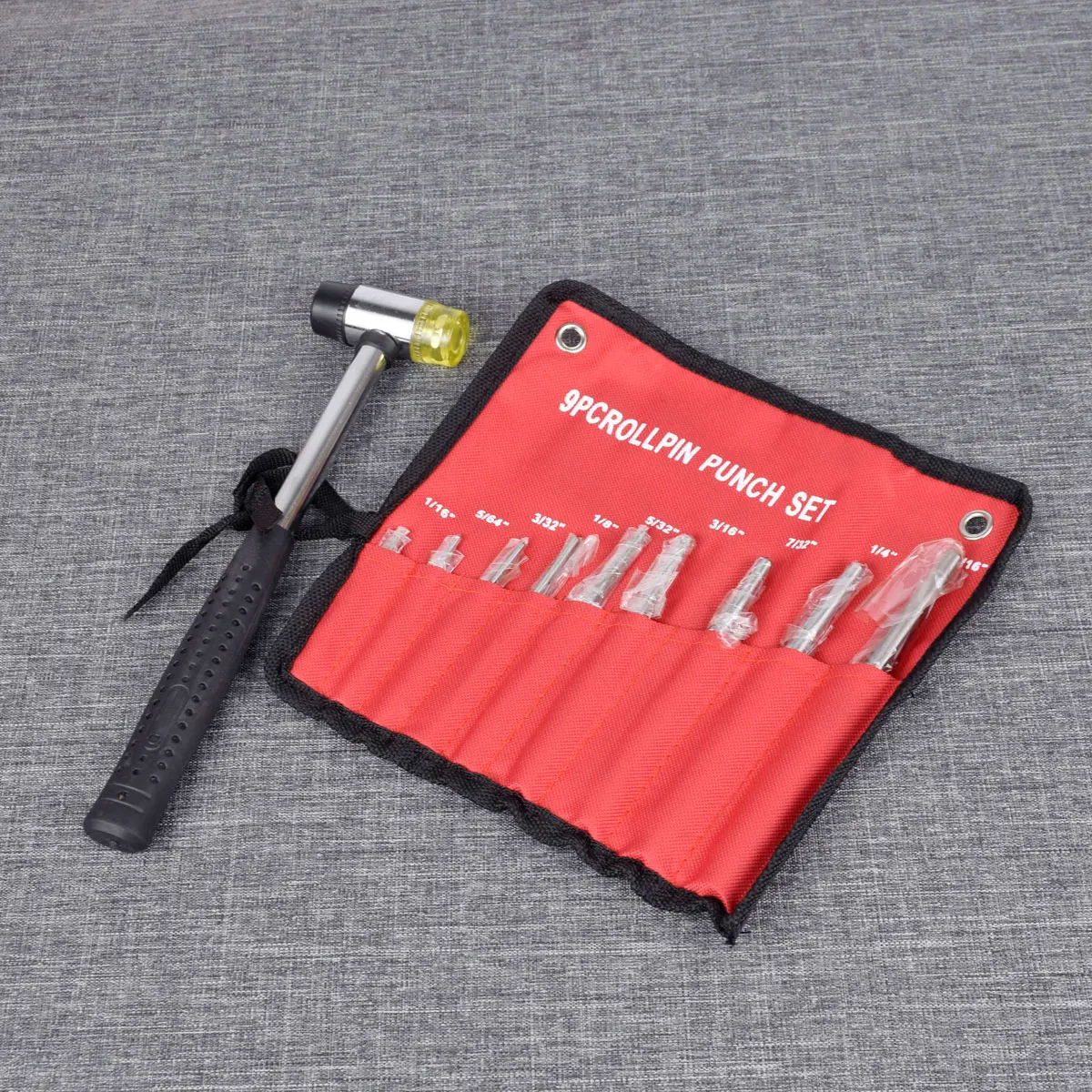 9Pcs Tactical Roll Pin Punch Set Hunting Remover Pin Punch Tools Kit Heavy Duty Steel Pistol Accessories Round Head Pins Punch