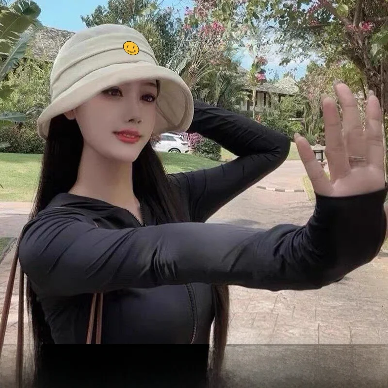 女性の通気性のあるフィッシャーマンハット春夏日焼け止めワイドブリムラウンドトップバケットハット若者ファッション-an