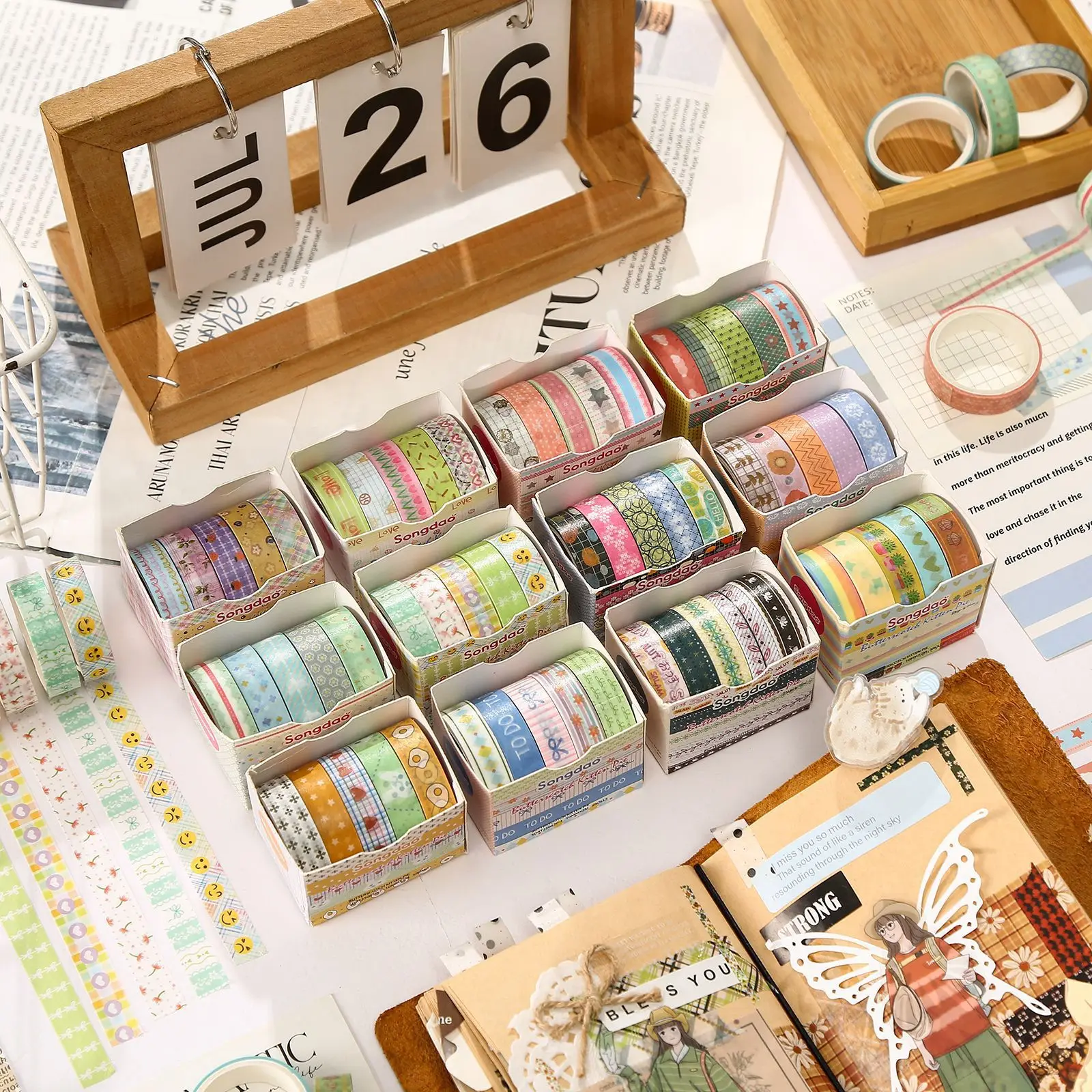 Milky Orange Cat Washi Tape Pack  Gold Foil Sticker Set Decorative Masking Tape for Journal Planner DIY Project Factory Bulk