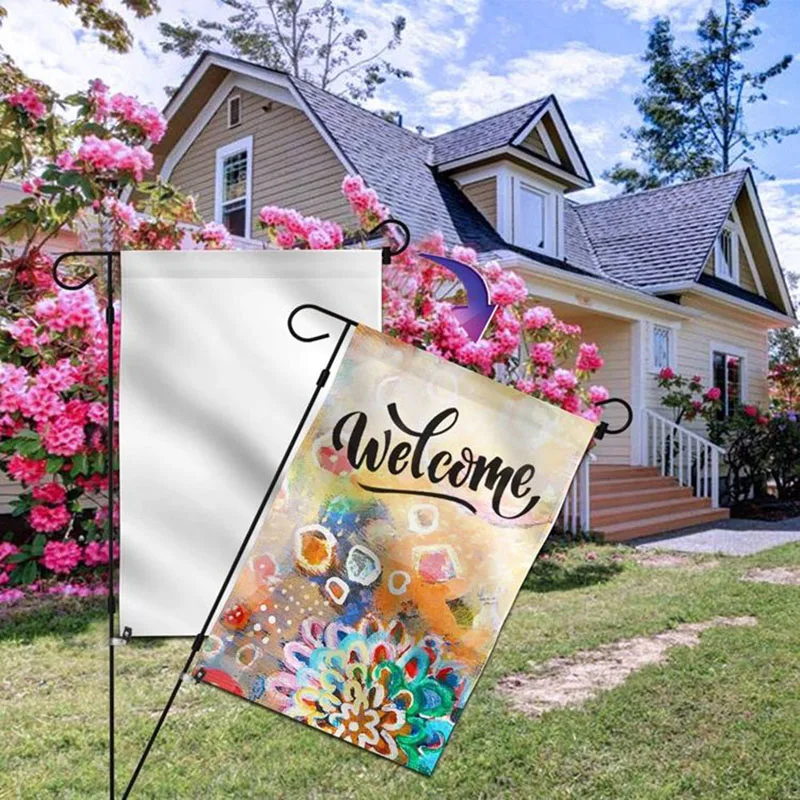 Low Price Custom Burlap Garden Flag Sublimation Blank 12x18 Double Sided Decorative Jute Seasonal Summer Christmas Garden Flag