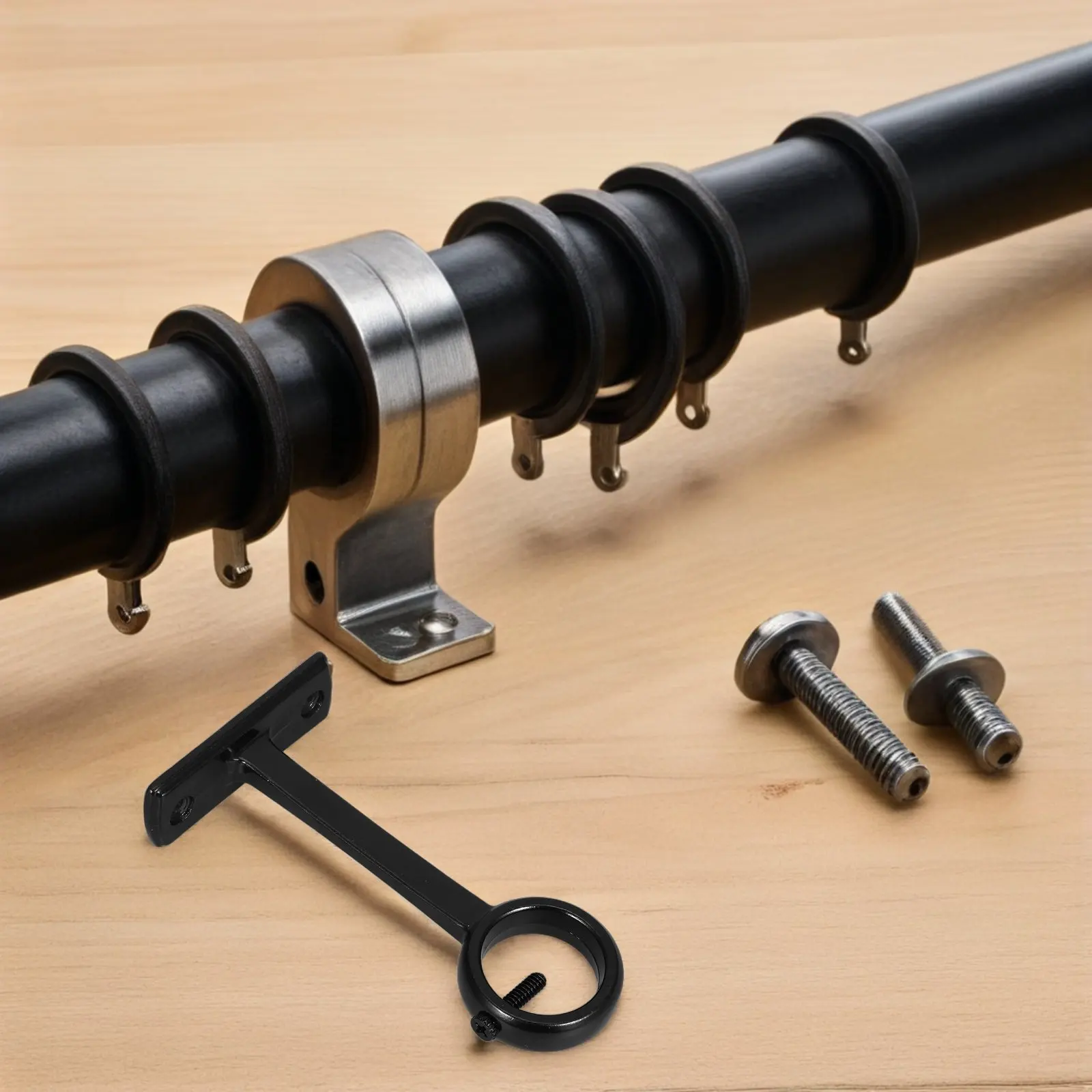 Ceiling-Mount Curtain Rod Holder Reinforced Heavy Duty Support for Thick Drapes Bedroom Living Room Office Window Rod Bracket