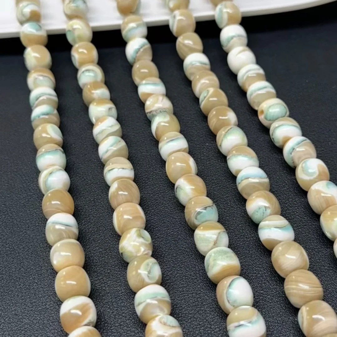 Green Trochus Shell Pillar 11mm Mother-of-Pearl for Jewelry Making Necklace Loose Beads 38cm Natural Oceanic Charm