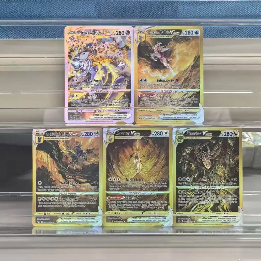 5 قطعة بطاقات جمع البوكيمون الإنجليزية VSTAR Dialga Arceus Palkia VSTAR Mewtwo Giratina بطاقة واحدة نادرة لعبة كلاسيكية بطاقات أنيمي