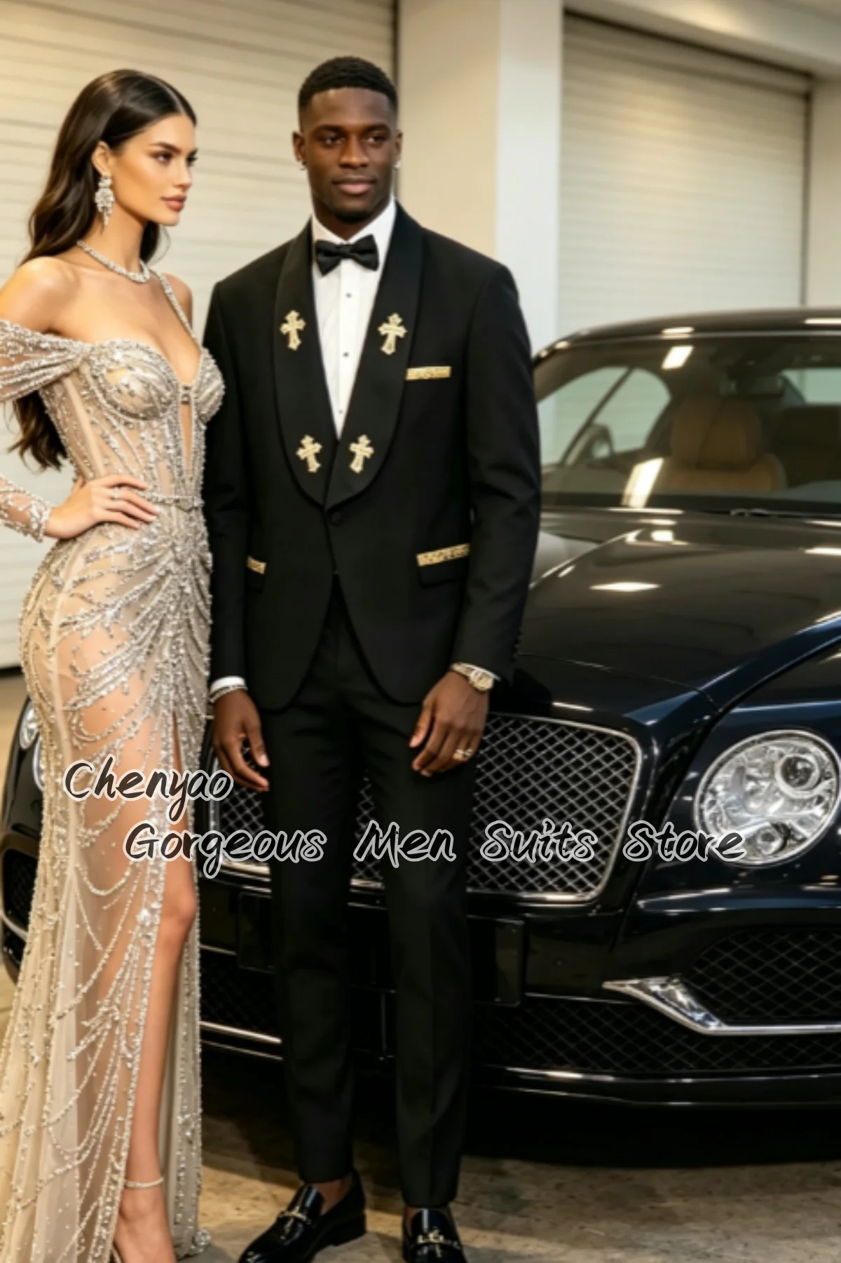 Classic Beaded Crystals Slim Fit Men Suits Customized Groom Wedding Party Tuxedos Hige End Male Prom Blazers 2Pcs ropa hombre