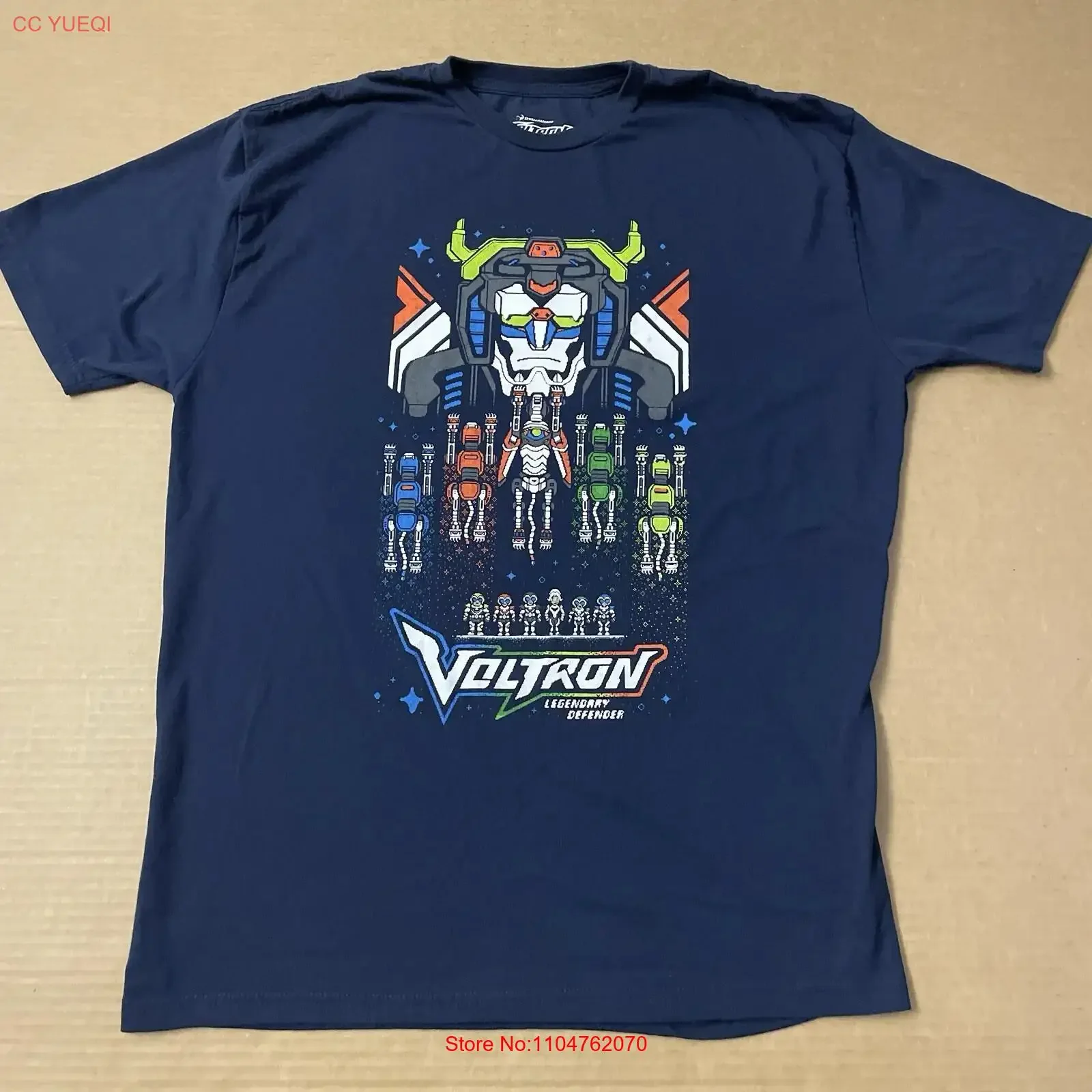 Camiseta Voltron Legendary Defender para adulto, talla grande, azul, con diseño de caja de botín de videojuego, estilo vintage, lavada, ligeramente elástica, para hombre