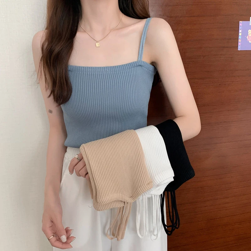 New Casual Women Halter Crop Tops Summer Sleeveless Camis Backless Strap Tank Top Slim Solid Short Female Tube Cropped Vest