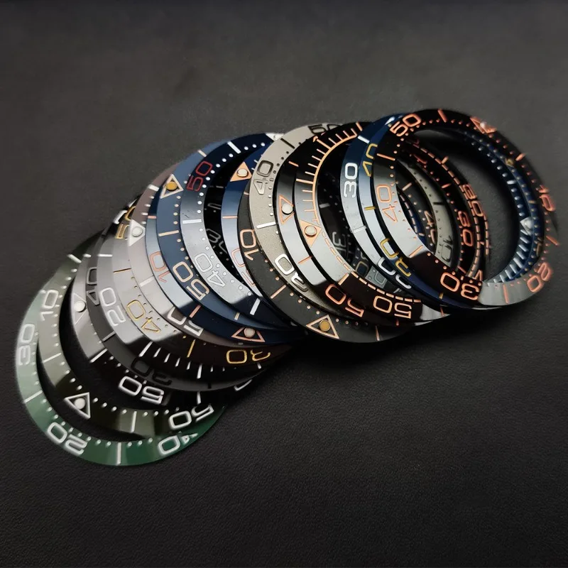 Accessori modificati per lunetta in ceramica ippocampo, sostituto dell'anello Omega, anello esterno della cassa scala 38MM