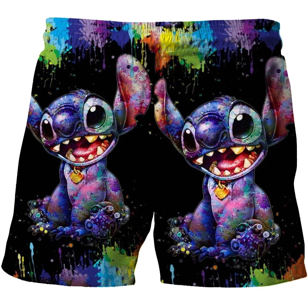 

Disney Stitch Children's Beach Pants 4-14Y Short Pants New Girl Boys Harajuku Children's Pants 3D Cartoon Printing Cool