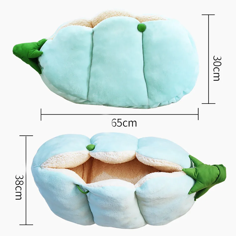 Small Dog Cat Bed Pad Half Closed Cartoon Pea Cat Nest Pet Soft Keep Warm House Pet Cat Bed Cushion Pet Product Mat Pet Supplies