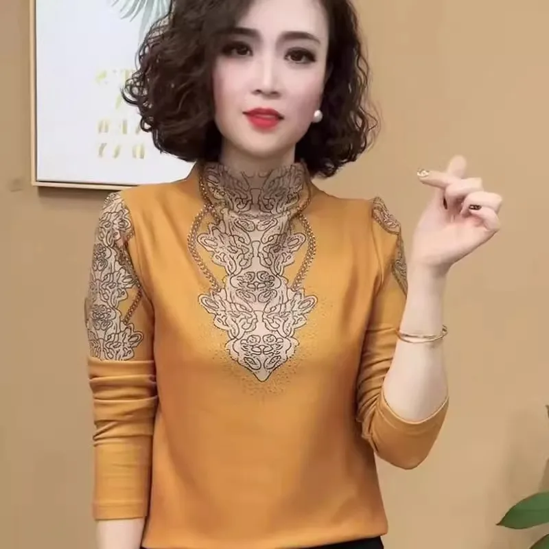 

Faionable Midlife Australian Fce Base Layer Top New Autumn Winter Women High Collar Mom Trendy Inteated Velvet Ele...