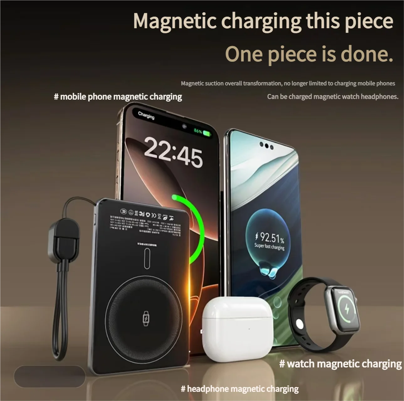 10000mAh Magnetic Power Bank Super Slim 20W Wireless Fast Charging External Battery for For iWtach MagSafe PowerBank for iPhone