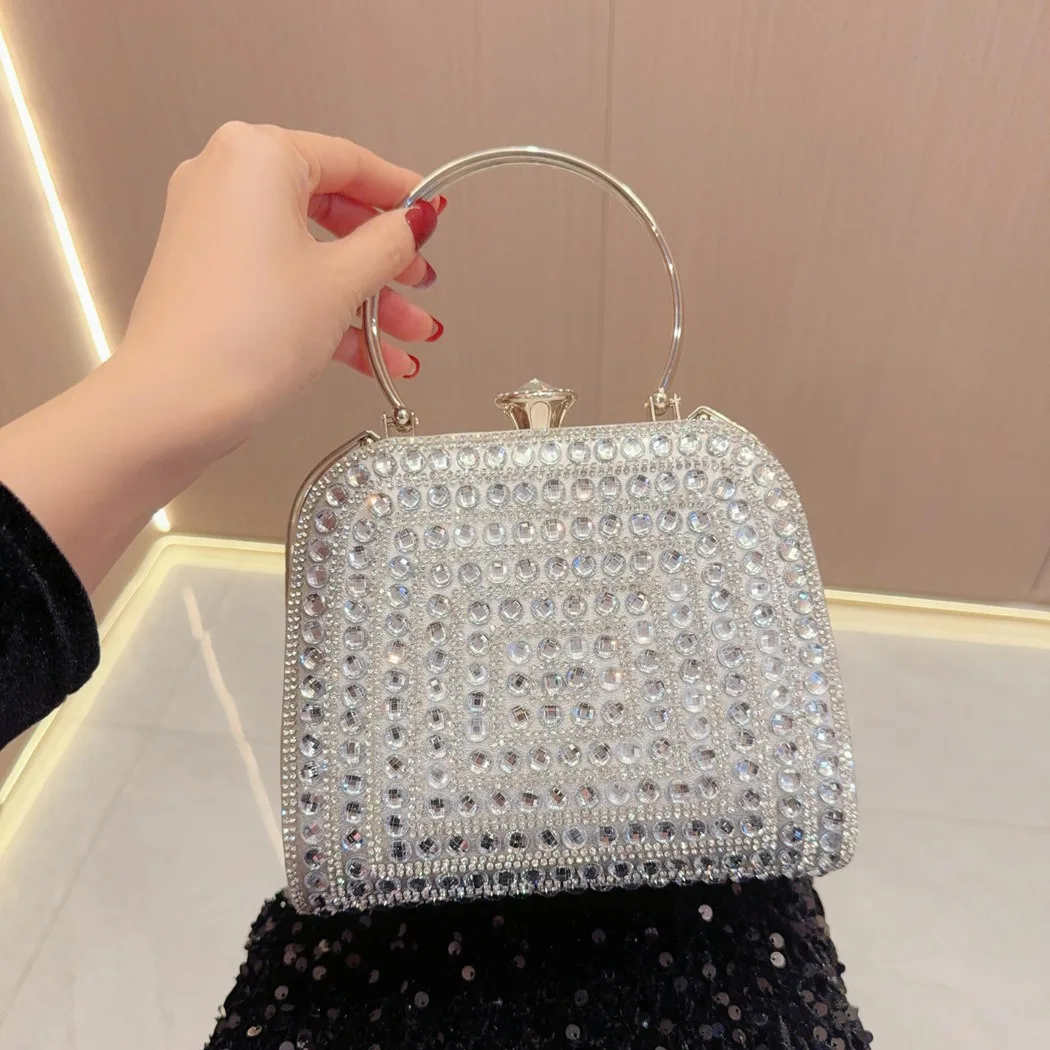 Rhinestone Women Handle Clutch Bag Crystal Tote Bags Luxury Handbags Wedding Party Bag Shiny Crossbody Bag Shoulder Bag Fashion