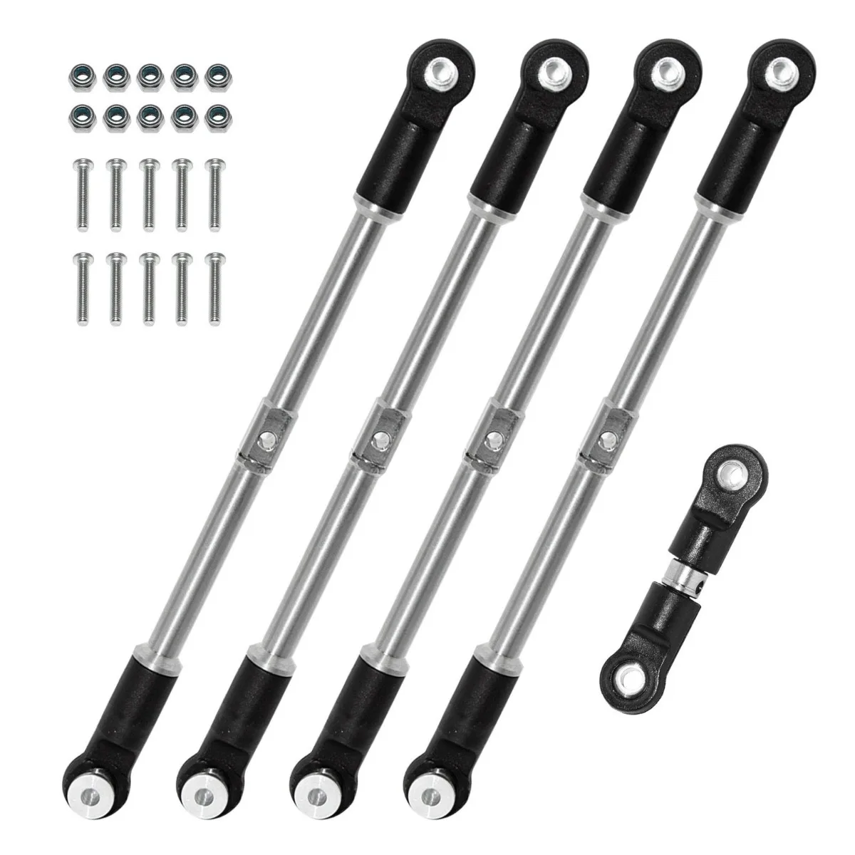 LCX Racing Stainless Steel Steering Link Set for RC Car Arrma 1/8 Kraton Outcast 1/7 Big Rock, Upgrades Parts Accessories