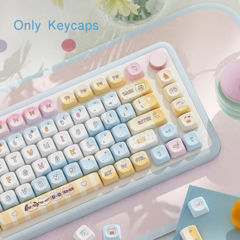 112 Keys MOA Profile Keycap Seaside theme Anime Cartoon Keycaps For Cherry Mx Switch Mechanical Keyboard MCA key caps Customs