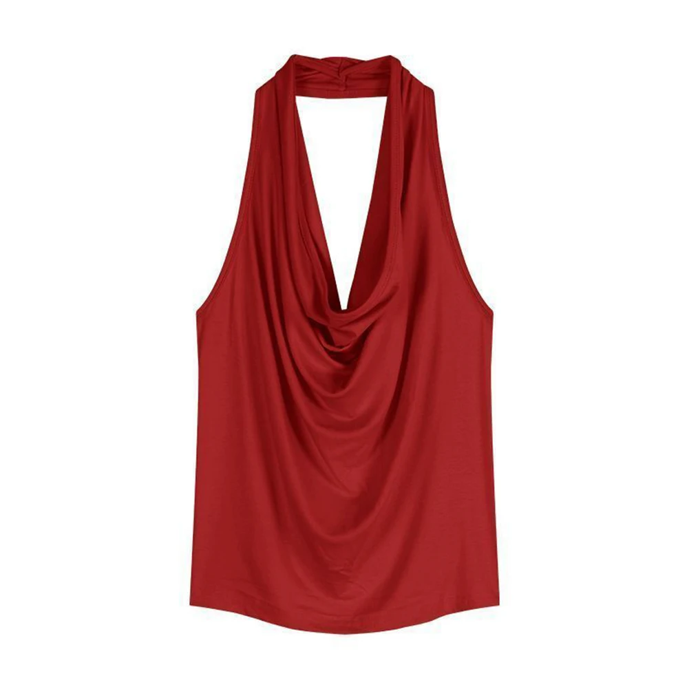 

Womens Casual Tops Fashion Slim Fit Tops Summer Wear Casual Outings Solid Pattern All-Season Wear Backless Halter Neck Vest