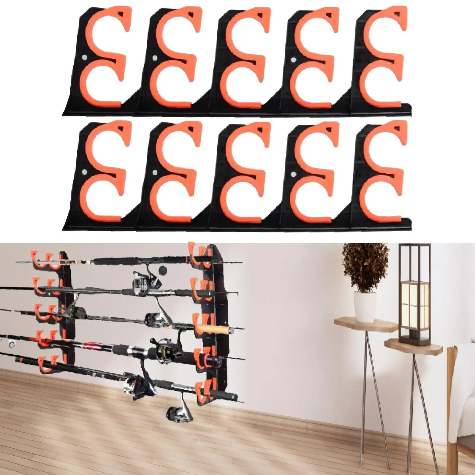 

Deep Groove Fishing Rod Holder Wall Mounting Multi-rod Fishing Rack Adjustable Distance Brackets Fishing Gear Organizer Storage