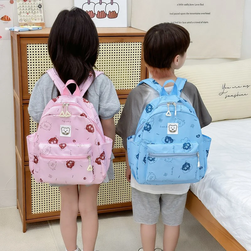 Mochila con estampado de dibujos animados para niños, mochila escolar para estudiantes de guardería, oso lindo dulce, gran capacidad, informal, combina con todo