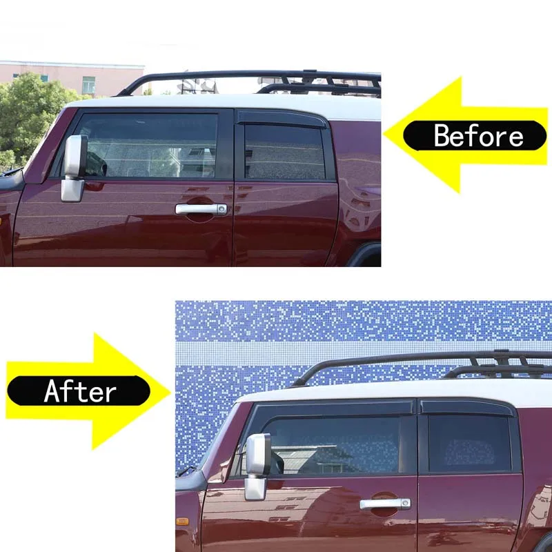 ABS الخارجي قناع تنفيس ظلال نافذة الشمس المطر الحرس منحرف لتويوتا FJ كروزر 2007-2021 اكسسوارات السيارات #5