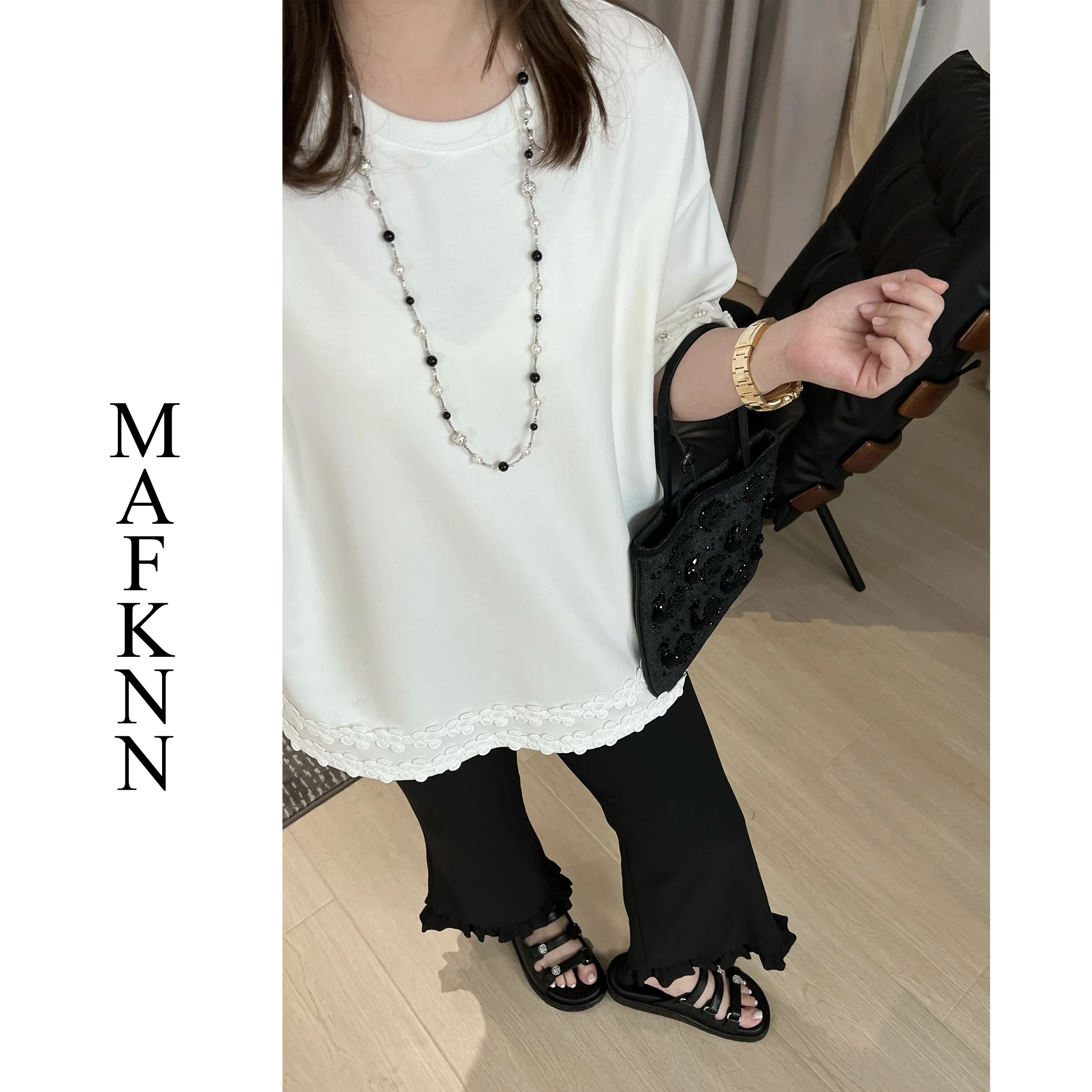 

Heavyweight Casual ort Sve round Ne T-irt Women's plus Size Faionable Color Versatile Cotton Blend Tee