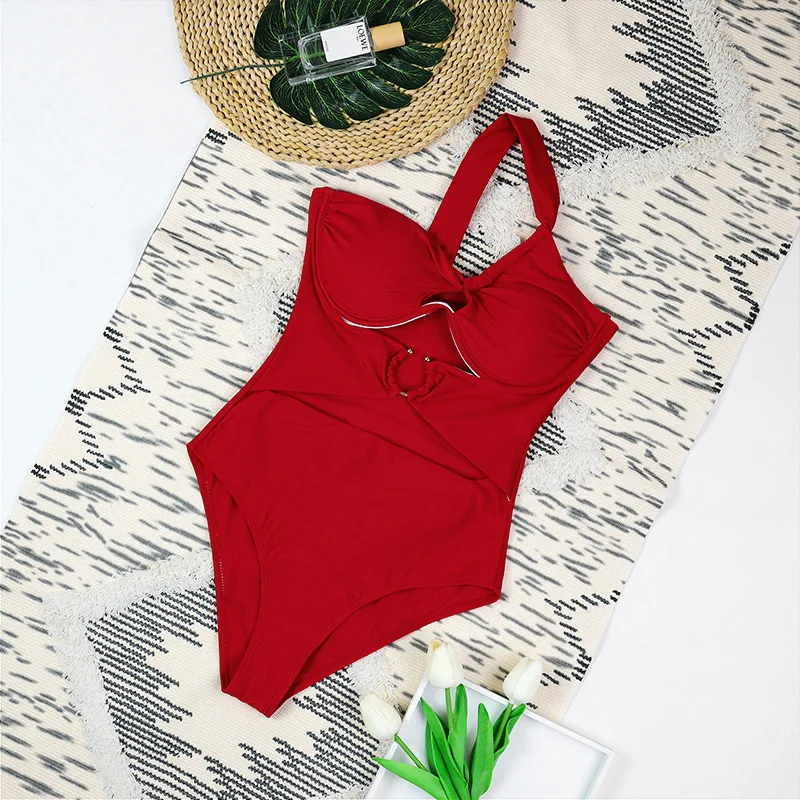 

One Shoulder Swimsuit Women Swimwear 2025 Sexy Bikinis Female Y2k Hollow Out Swim Suits Bodysuit Bathing Suit Beachwear Clothes