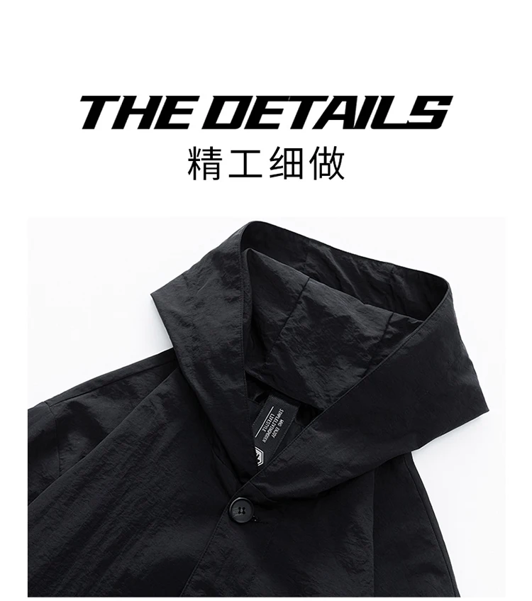 メンズ ミッドレングス トレンチ ジャケット ビジネス カジュアル ウインドブレーカー コート ラペルカラー付き スタイリッシュなアウターウェア 仕事用 オフィス ジャケット