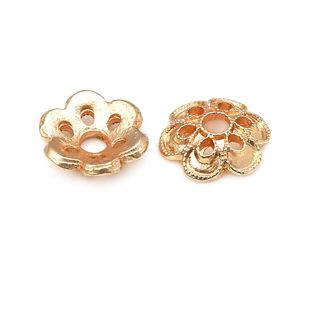 18K Goldfarbene Messing-Blumenperlenkappen Hochwertige DIY-Schmuckherstellungszubehör Halsketten- und Ohrring-Accessoires für Frauen – Detail 22